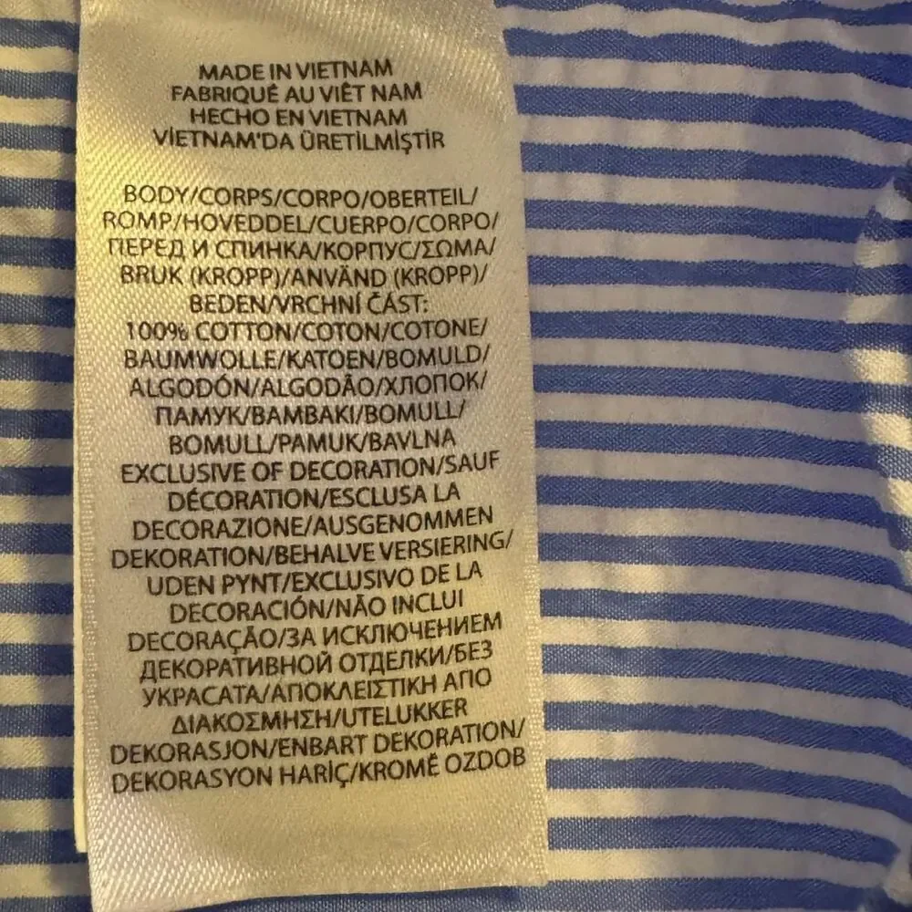 Polo Ralph Lauren seersucker Slim fit Untucked Fit short sleeve button-up XXL